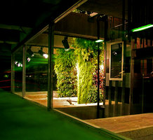 Car Parking Eiffage,Ternes, Paris, Green floor and vegetal Columns