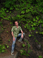 Patrick Blanc et Aeonium canariense, Anaga, Tenerife, Aug. 2007