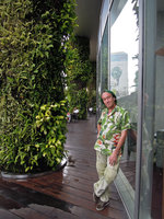 Patrick Blanc in front of the Green Columns at the Esplanade, Bangkok, July 2011