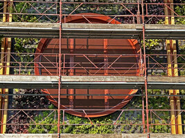 Aeration circular structure integrated in the  vertical garden, Oiken electric  station, Sion, June 2026