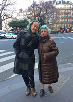 Annette Hladik and Patrick Blanc, two close green scientist friends in Paris streets, Dec. 2016