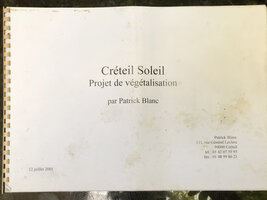 Creteil Soleil vegetalisation, proposition document by Patrick Blanc, 12 July 2001