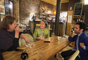 Dany Sautot, Patrick Blanc and Marc Jeanson discussing after dinner in Paris, Sept. 2021