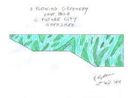 Digital and Living Waterfall, first sketch by Patrick Blanc in Sept. 2018, C Future City, Shenzhen