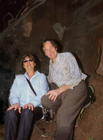 Dominique Besse and Patrick Blanc in a cave rich in fossils during preparation of the FAAP exhibition, Chapada do Araripe, Brazil, Feb. 2004
