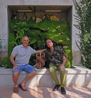 Ed Schulak and Patrick Blanc with the DNA Green Stairs model, Detroit, USA, Sept. 2015
