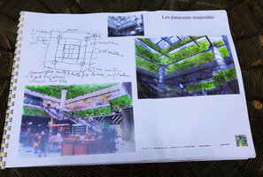 First project of suspended green fences by Patrick Blanc for the renovation of the Creteil Soleil shopping mall in France, July 2001