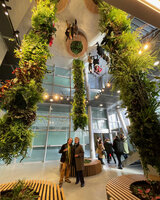 Françoise Raynaud and Patrick Blanc under their Living Pendants at the Grand Opening of DWS Gaston Rebuffat, Paris, 17th Nov. 2022