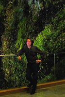 Hotel Icon, Patrick Blanc at night in front of his Vertical Garden, Hong Kong, Jan. 2016