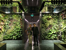 Junny Lee and Patrick Blanc in the Cube Vertical Garden at the Work Project, Asia Square Tower 2, Singapore, March 2019