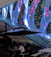 Living and Digital Waterfall by Patrick Blanc and TeamLab at night, C Future City, Shenzhen