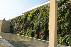 Mc Arthur Glen Provence Vertical Garden by Patrick Blanc in full bloom, Mas de la Peronne, Miramas