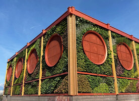 Oiken substation North and part of West façades of the Vertical Garden, July 2026