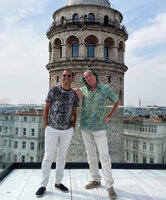 Pascal Héni and Patrick Blanc in front of the Galata tower, Istanbul, Sept. 2021