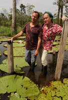 Pascal Heni and Patrick Blanc in Victoria amazonica habitat, Iquitos, Peru, Aug 2014