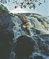 Patrick Blanc among Podostemaceae in the Loa Loa rapids, Gabon, Dec. 1983