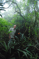 Patrick Blanc and a flowering Clivia caulescens, Blyde River Canyon, South Africa, Dec 2008