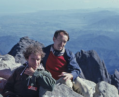 Patrick Blanc and Alain Rousteau, Mount Kinabalu summit, Sabah, Borneo, July 1984