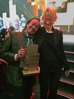 Patrick Blanc and Elisabeth Kather, the Architect at Ateliers Jean Nouvel who worked with Patrick for the green façades of One Central Park in Sydney, receiving the MIPIM Award in Cannes, March 2015 