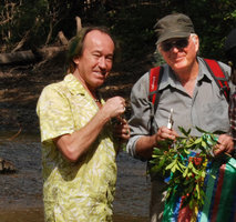 Patrick Blanc and Francis Hallé collecting botanical samples, Khonglor, Hinboun, Khammouane, Laos, Jan. 2012