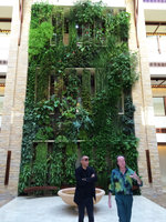 Patrick Blanc and Gianni Ranaulo in front of a vertical garden by Patrick at the Sofitel Palm Jumeirah, Dubai