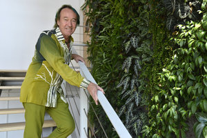 Patrick Blanc and his indoor Ovilleo Veolia Vertical Garden, Marquette, France, June 2014