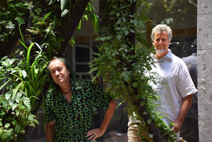 Patrick Blanc and Luis Contreras among the Racines Echasses, Oct. 2016, Il Sereno, Como Lake, Italy