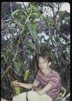 Patrick Blanc and Nepenthes x kinabaluensis, Mount Kinabalu, Borneo, July 1984
