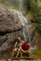 Patrick Blanc and Pascal Heni at the base of a waterfall, Harau valley, West Sumatra, Dec. 2016