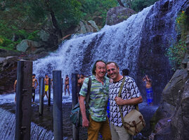 Patrick Blanc and pascal Héni at Thirumoorthy WaterFalls, Anamalai FR, Tamil Nadu, India, Jan. 2023