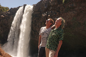 Patrick Blanc and Pascal Heni in front of the Blue Nile Falls, Bahir Dar, Ethiopia, Jan. 2019