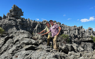 Patrick Blanc and Pascal Héni in the Ankarana Tsingy, Madagascar, Aug. 2024