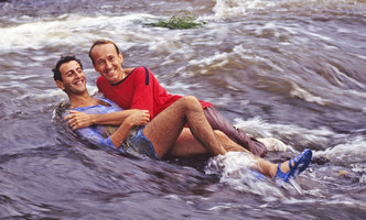 Patrick Blanc and Pascal Heni  in the Chutes de la Lobe, Kribi, Cameroun, Sept. 1991