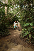 Patrick Blanc and Pascal Heni in the muddy varzea, Iquitos, Peru