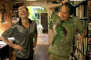 Patrick Blanc and Pascal Héni laughing at home, June 2005