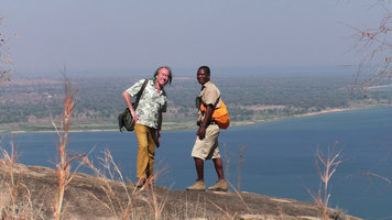 Patrick Blanc and the guide at the top of an inselberg, Lake Malawi NP, Aug.2017