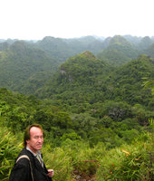 Patrick Blanc and the tower karst forests, Halong Bay, Vietnam, Jan. 2007