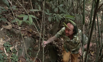 Patrick Blanc approaching Jerdonia indica, Brahmagiri WS, Karnataka, India, Jan.2023