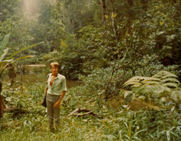 Patrick Blanc at 19, during his first field trip in 1972, Khao Yai NP, Thailand