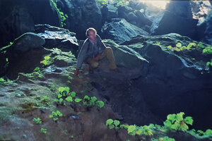 Patrick Blanc at cave entrance, Gunung Mulu NP, Borneo, July 2005