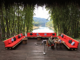 Patrick Blanc at lunch time, Malikha lodge, Putao, Myanmar, Dec. 2017