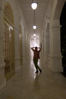 Patrick Blanc at night at the Raffles hotel, Singapore, Aug. 2015