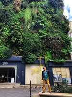 Patrick Blanc at the base of his Oasis d&#039;Aboukir, Paris, Sept. 2022