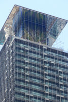 Patrick Blanc at the top of the main tower, in front of the newly installed vertical garden, 200 m above the street, Le Nouvel, Kuala Lumpur, March 2016