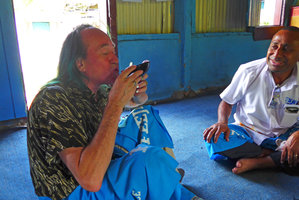 Patrick Blanc back to his first scientific studies on Piperaceae while drinking the ceremonial kava, Piper methysticum, Viti Levu, Fiji, Aug. 2016