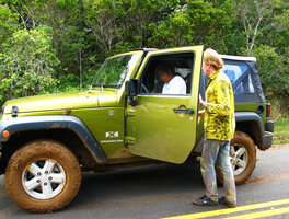 Patrick Blanc checking a problem with the car, Kaua&#039;i, Hawai&#039;i, Jan. 2008