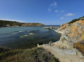 Patrick Blanc climbing a cliff on the Black Sea shore, Uzunya beach, Istanbul, Sept. 2021