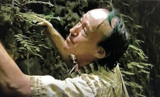 Patrick Blanc discovering a new Begonia species on 1st September 2006, named three years later as Begonia pteridiformis, Khao Sok NP, Thailand