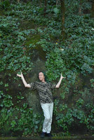 Patrick Blanc exhibiting Chirita sinensis covering a concrete retention wall, Old Peak road, Hong Kong, Oct. 2015