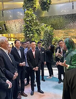 Patrick Blanc explaining the concept and the plant species diversity at the Dreamscape Garden to Teo Chee Hean, Tan Gee Paw, Lee Seow Hiang, Jayson Goh, Siew Min Ang during the inauguration event, 1st November 2023